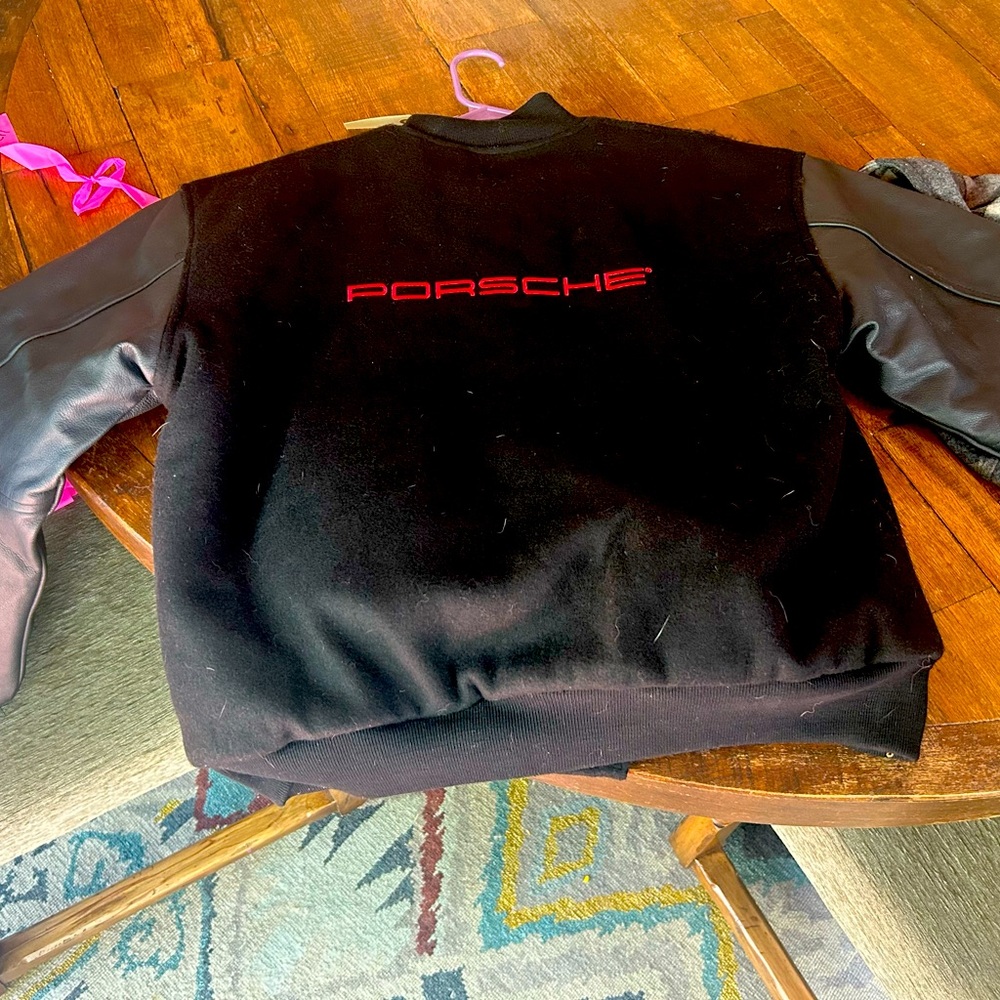 Porsche designs100% wool and leather bomber jacket size medium